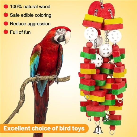 Large Bird Parrot Toys for Cockatoos African Grey Macaws and Amazon Parrots - Picture 6 of 6